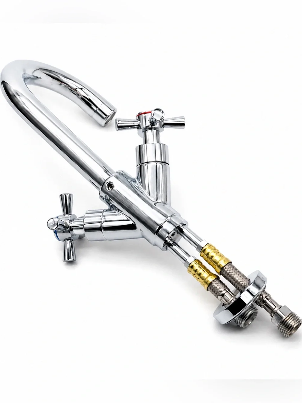 Modern Chrome Bar Sink Faucet Double Handle 12” High Arc Prep Faucet New